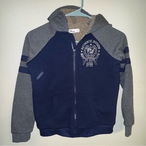 Kids Navy and Gray Hoodie with Sherpa Liner